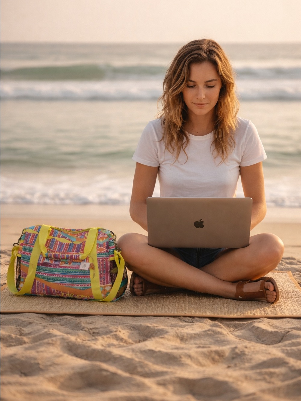 Volcom Multicolor Aztec Travel Tote with Yellow Straps